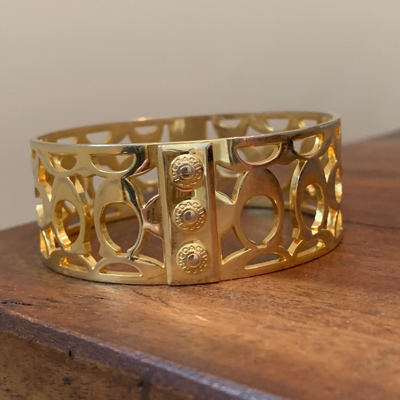 Coach Signature Gold Bangle - Picture 1 of 5